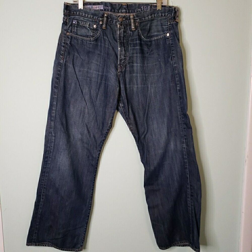 Gap 1969 Mens Loose Fit Jeans Skater Street Whisker Ringspun Denim Y2K Sz 33x30